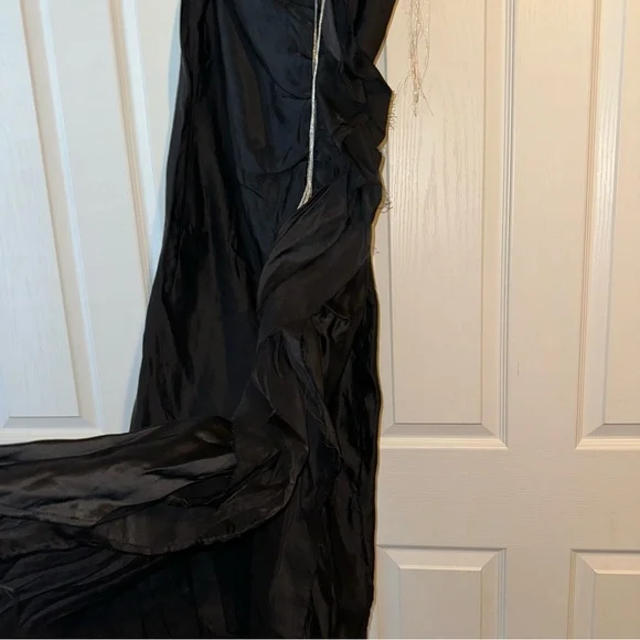 New Zara $169 Linen Organza Silk Maxi Black Ruffle Dress Small 2486/802 -  www.disolcolor.com